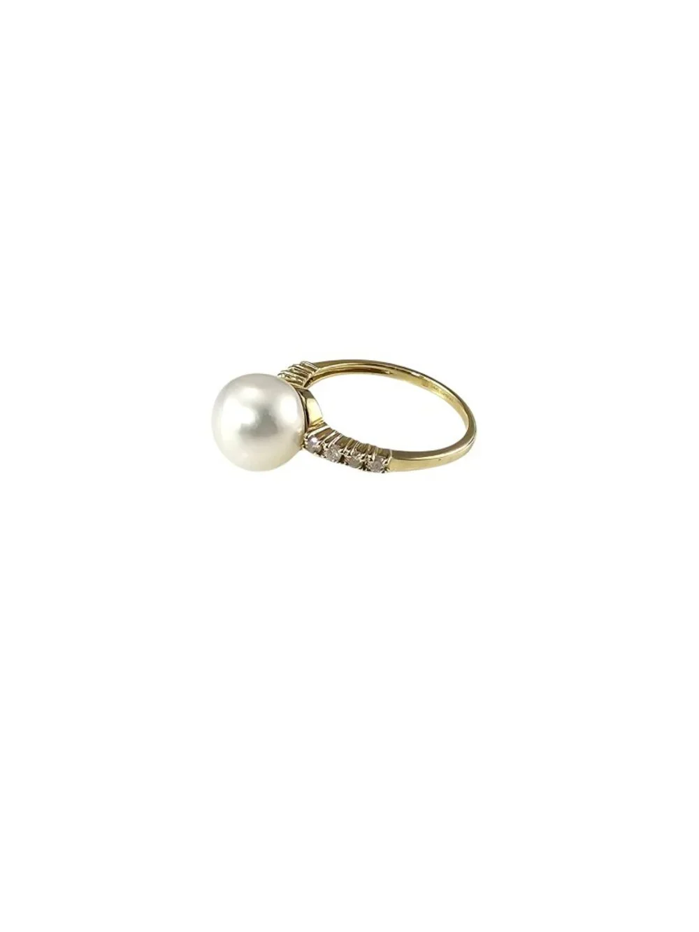 14K Yellow Gold Pearl and Diamond Ring Size 7 #25121